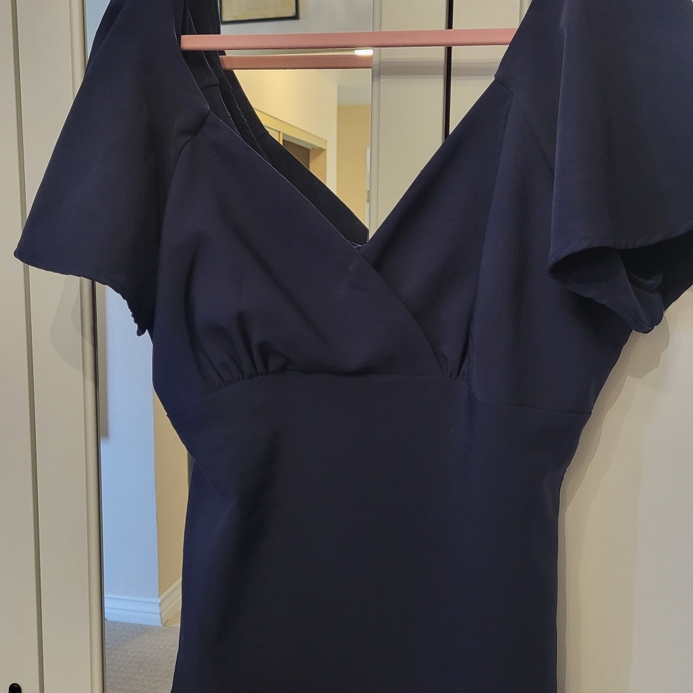 Vixen By Micheline Pitt Babydoll top In Navy 2X.